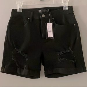 NY&CO Distressed Cuffed Black Jean Shorts